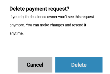 Decision dialogue about cancelling a payment