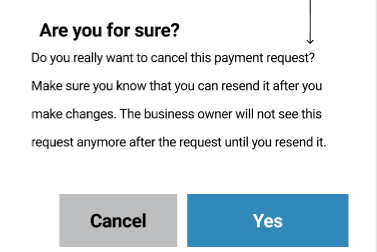 Decision dialogue about cancelling a payment